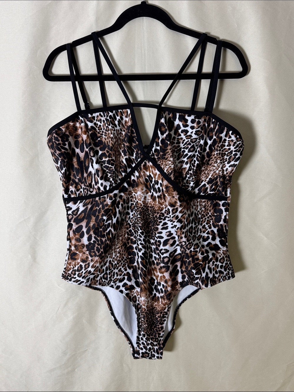 Leopard Print Strappy One-Piece Swimsuit